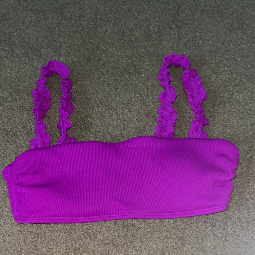 Vibrant Pink Ruffled Strap Bikini top